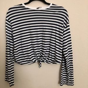H&M divided striped blouse with knot